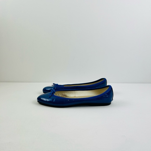 French Sole Blue Patent Leather Classic Bow Tie Ballerina Flat Pumps UK 4 - Picture 2 of 13